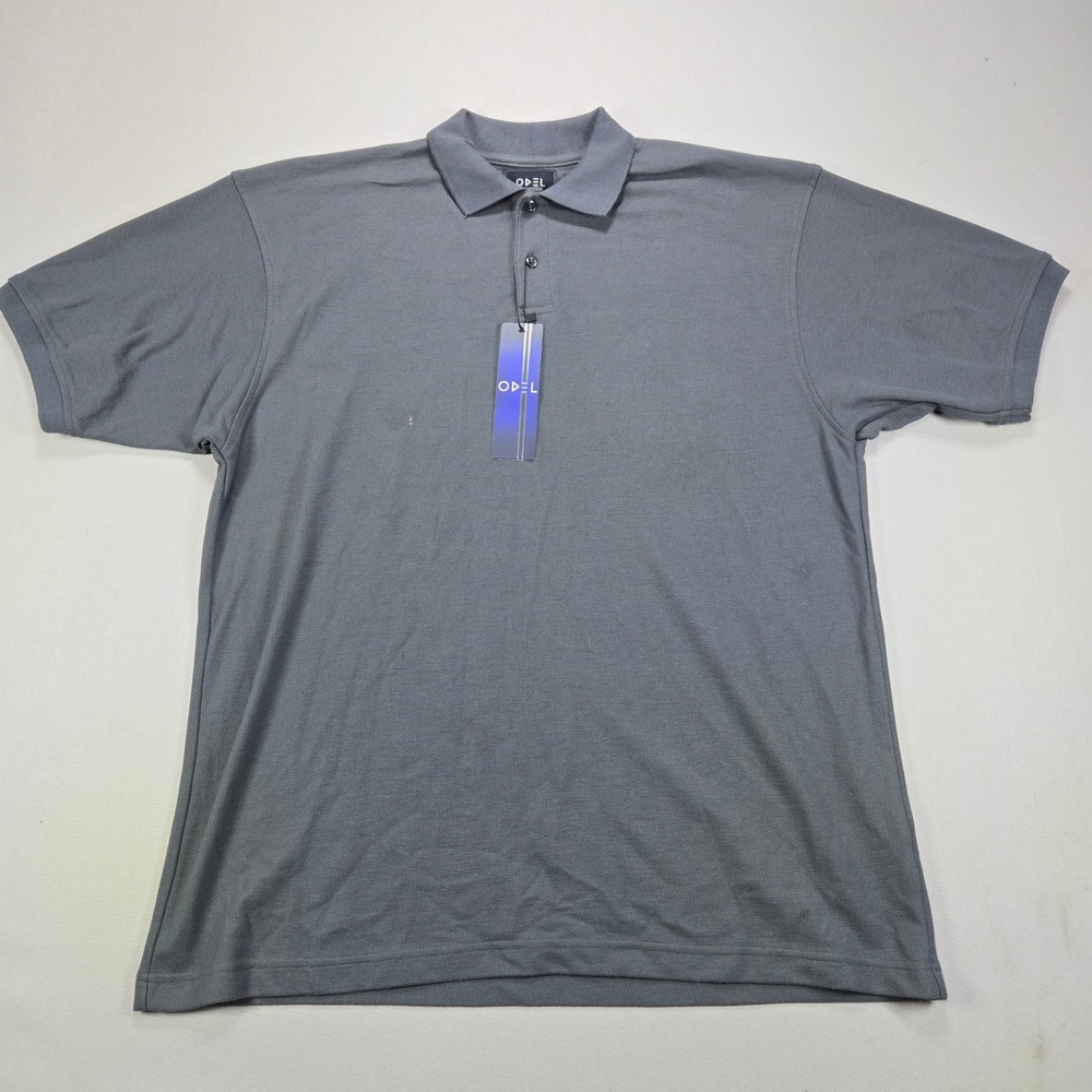 Odel Polo Shirt Mens XXL Regular Fit Pique‎ Knit Solid Charcoal Grey New